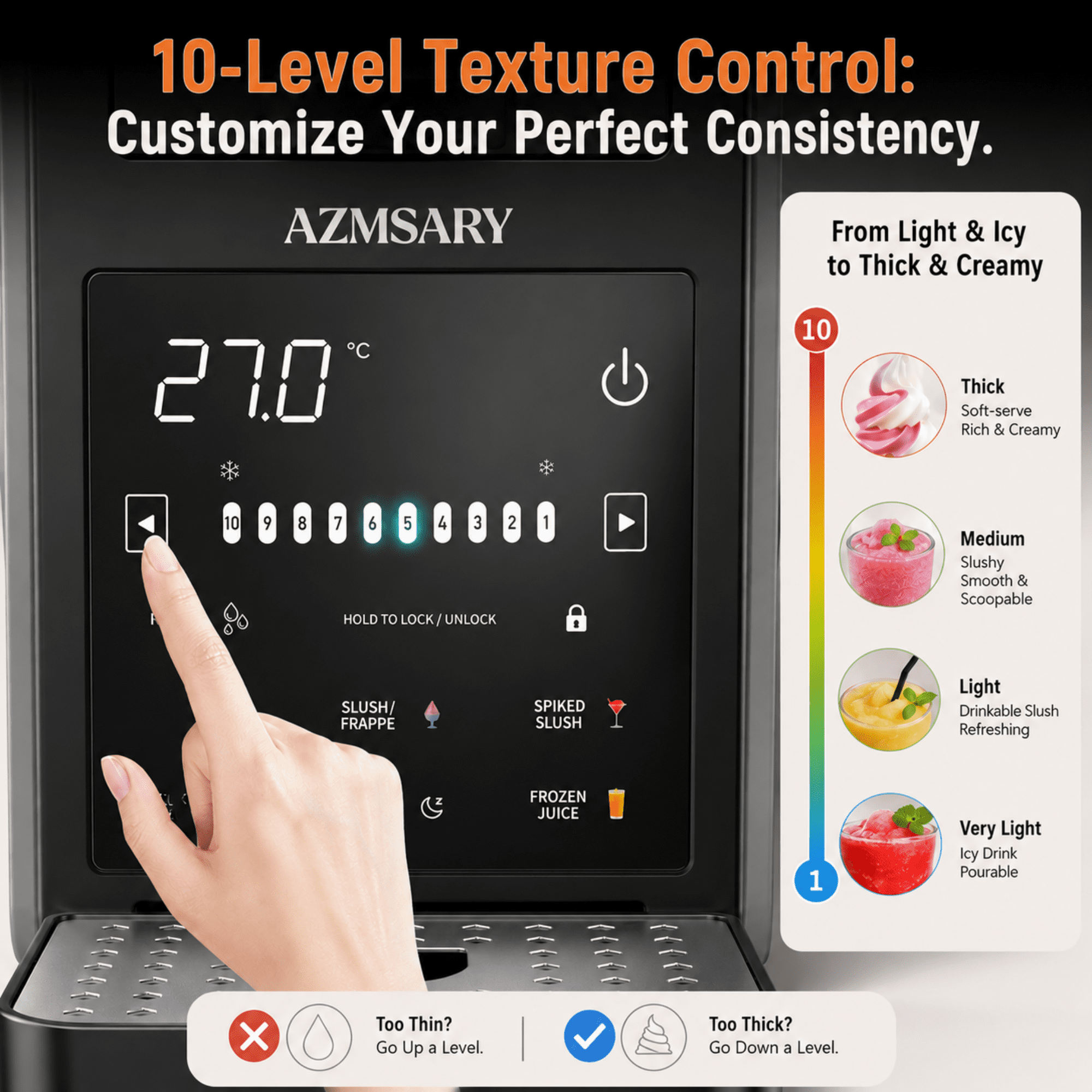 Slushie Machine, Ice Cream Maker, Slushy Machine for Home, No Ice Needed with Rapid Chill & Temperature Control, Self- Cleaning, Perfect for Frozen Margaritas, Frappes