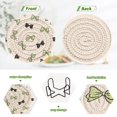 thumbnail image 7 of 6 Pcs Drink Coasters with Holder 3.94in Woven Coasters for Drinks Green and Black Bows Coaster Set for Protection Table, 7 of 7