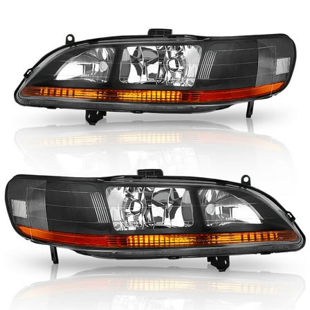 RVNI Black Headlights For 1998 1999 2000 2001 2002 Honda Accord Headlamps Left Right