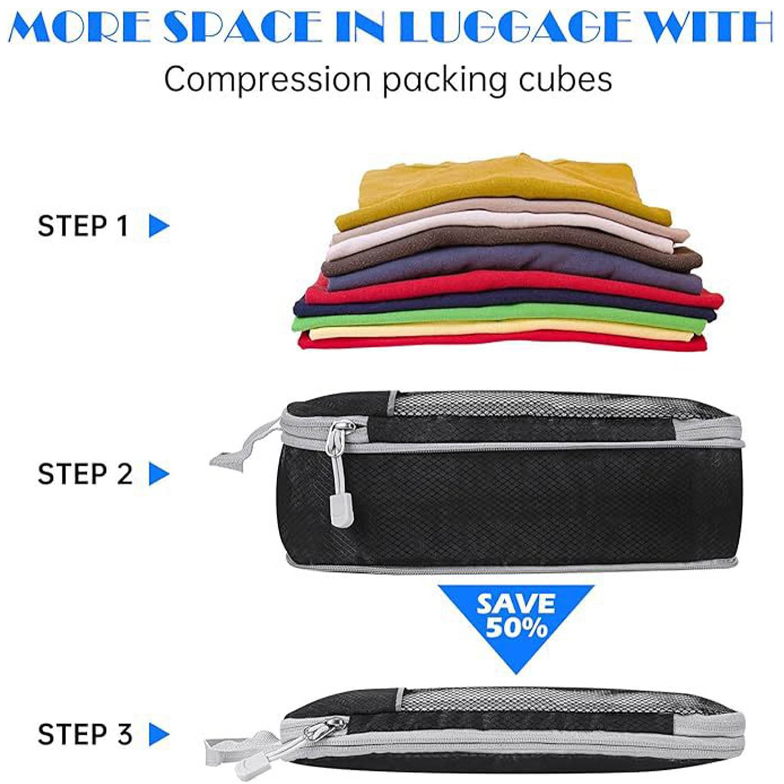 Nilvkv Packing Cubes Set of 5 Compression Suitcase Luggage Organizer Bags for Travel Accessories, Organization and Storage