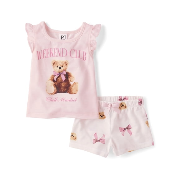 The Children's Place Baby & Toddler Girls Short Sleeve Teddy Bear PJs, Sizes 12M-5T