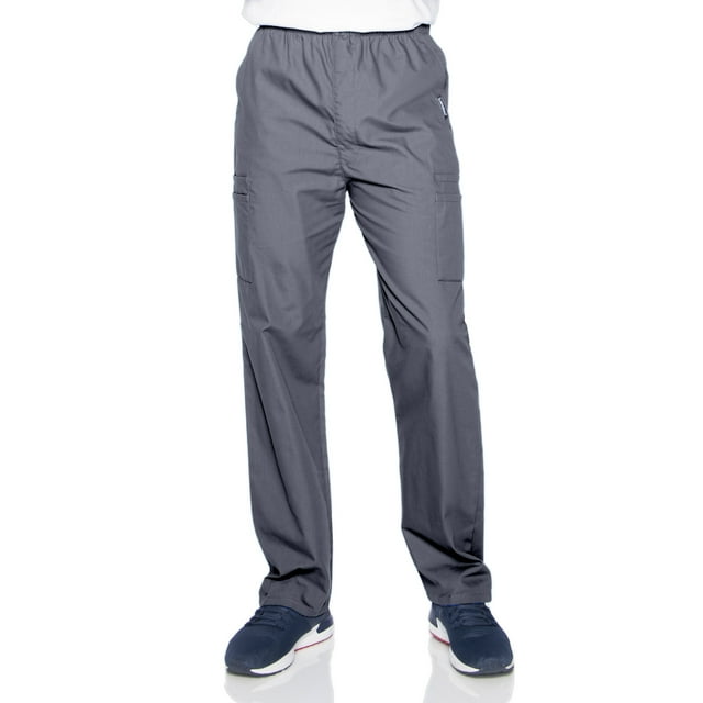 Landau Essentials 7 Pocket Scrub Pants for Men's: Classic Relaxed Fit, Elastic, Zipper Front, Pull-on Medical 8555