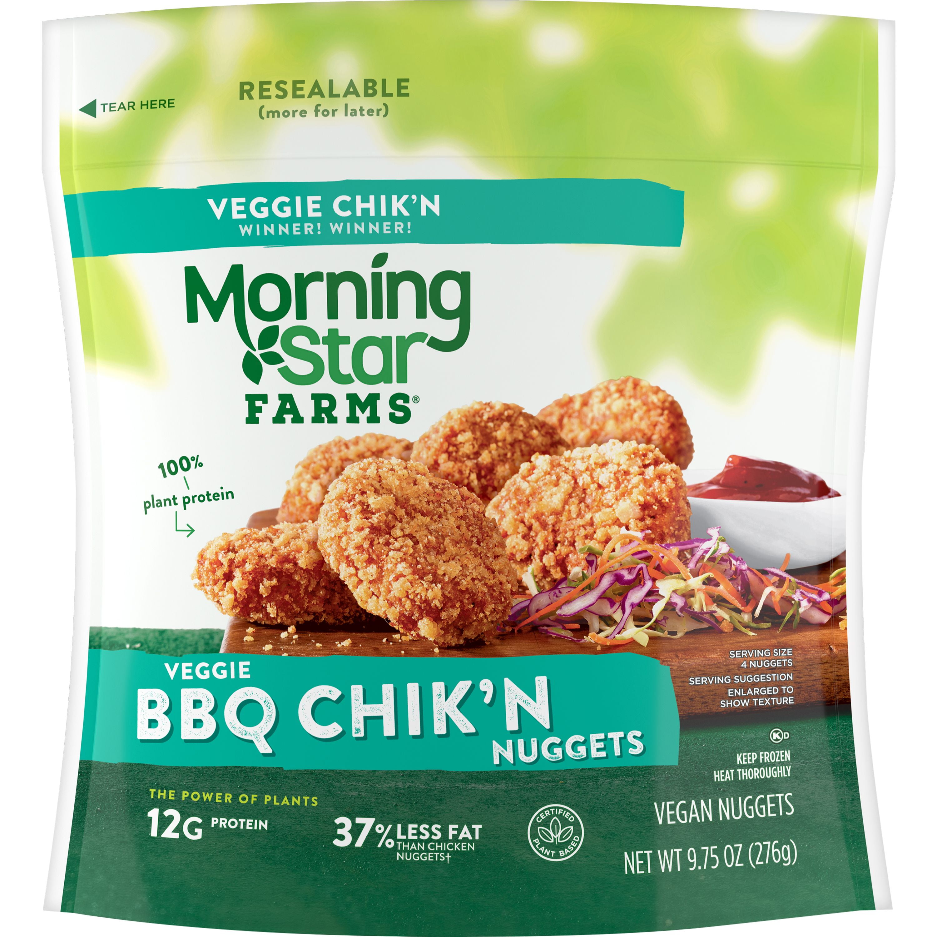 MorningStar Farms Meatless Chicken Nuggets, Plant Based Protein Vegan Meat, Frozen Meal, BBQ, 9