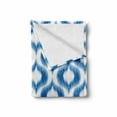 thumbnail image 2 of Ikat Soft Flannel Fleece Throw Blanket, Ikat Damask Linked Motifs Pattern Blurry over Finer Tied Warp and Weft Yarns Design, Cozy Plush for Indoor and Outdoor Use, 50" x 60", Blue White, by Ambesonne, 2 of 6