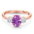 thumbnail image 3 of Gem Stone King 1.71 Ct Oval Fancy Purple Zirconia 18K Rose Gold Plated Silver Ring, 3 of 6