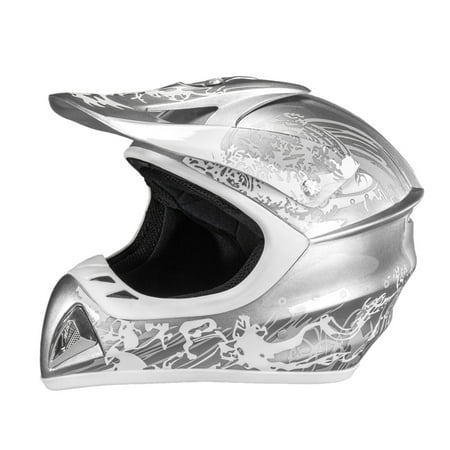 Men Off Road Helmets - Raider, 55-502S-16, Adrenaline MX Helmet, Silver-XL