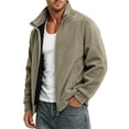 thumbnail image 2 of Men's Polar Fleece Jackets Lightweight Loose Soft Winter thermal Coats Outdoor Windproof Zip Up Jacket with Pockets Big & Tall Size M-5XL Khaki, 2 of 9
