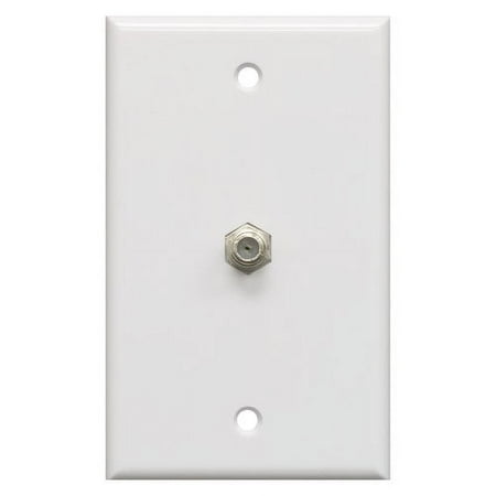 GE Coaxial Wall Plate, F-Type Connection, 1 Port, White, 5in, 40050