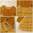 thumbnail image 5 of FYMNSI Velvet Christmas Dress for Girls Toddler Fall Winter Layered Tiered Tulle Dresses Vintage Party Midi Gown 3-4 Years Champagne, 5 of 7