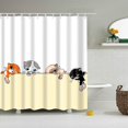 thumbnail image 3 of Cortina de ducha de poliéster con estampado de flamencos de animales de dibujos animados de baño nórdico impermeable para decoración del hogar, 3 of 5