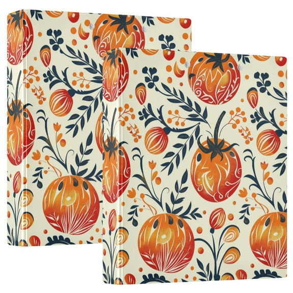Tomato Folk Art Hardcover 3 Ring Binder 1.5” Round Rings Letter Size Paper Pockets for School Office Supplies