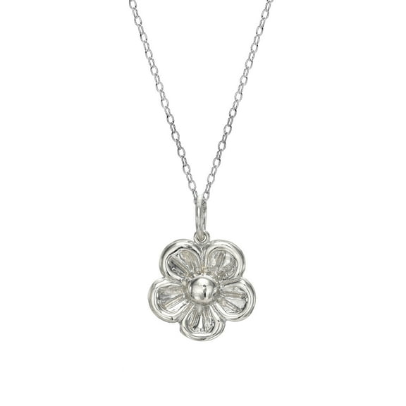 Sterling Silver Daisy Flower Pendant Necklace, 18"