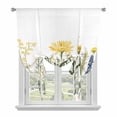 thumbnail image 2 of Spring Floral Tie Up Curtain 63 Inches Long, Rustic White Yellow Blue Flowers Farmhouse Vintage Balloon Style Kitchen Window Curtain Over Sink, Small Window Rod Pocket Curtain 52"x63", 2 of 9