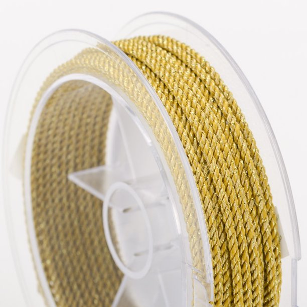 Nvzi Cuerda trenzada decorativa de 2 mm y 5 yardas para manualidades, color amarillo