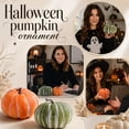 thumbnail image 2 of Decorative Pumpkin Sage Green Striped Faux Pumpkin 1 Pack for Halloween Thanksgiving Fall Home Farmhouse Table Display, 2 of 7