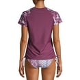 thumbnail image 3 of Time and Tru Women's Short Sleeve Rash Guard Swim Cover Up, 3 of 6