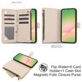 thumbnail image 2 of Decase for Samsung Galaxy A56 5G Wallet Phone Case with Crossbody Lanyard Strap&Wrist Strip,Shockproof Stylish Zipper Pockets Case with Card Slots+Cash Slots,PU Leather Folio Book Design,Apricot, 2 of 9