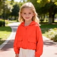thumbnail image 2 of Xyant Girls Zip Up Cropped Windbreaker Jacket Hooded Cargo Lightweight Outerwear (Red,10-11 Years), 2 of 6