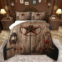 Manfei Texas Star Bedding Comforter Set 2pcs for Teens Adults,Western Rustic Cabin Twin Comforter Sets Microfiber,Exotic Style Breathable Bedding Set,Breathable Home Decor