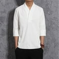 thumbnail image 2 of Mlzmgr Plus Size Tops for Men V Neck 3/4 Sleeve Loose Casual Lightweight Solid Color Shirts Tops, 2 of 6