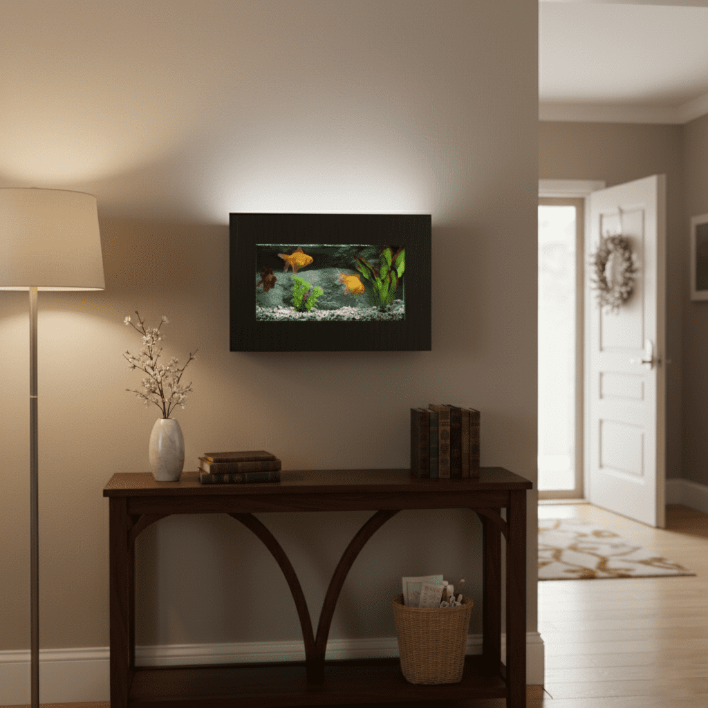 Aussie Aquariums 3.0 Modern Wall Mounted Fish Tank – Contemporary Aquatic Habitat and Living Art Display (View, Black)