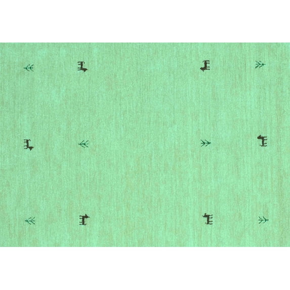Ahgly Company Indoor Rectangle Solid Turquoise Blue Modern Area Rugs, 4' x 6'