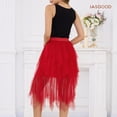 thumbnail image 4 of JASGOOD Tulle Skirts for Women High Low Layered Irregular A-Line Midi Skirt Elastic High Waist Party Skirt, 4 of 7
