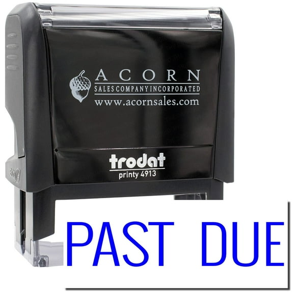 Large Self-Inking Narrow Past Due Stamp, Trodat Printy 4913, Press and Print Stamping, Impression Size 7/8" x 2-1/4", Up to 10,000 Impressions - Blue Ink