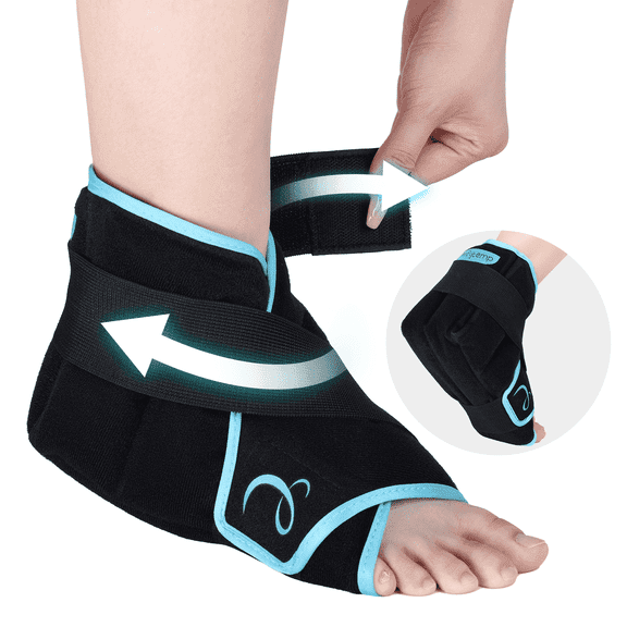 Comfytemp Full Coverage Ankle Ice Pack Wrap, Reusable Hot & Cold Compress for Ankle, Heel & Foot, Size 5-10