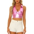 thumbnail image 1 of TOP CROP Holográfico INSPIRE CHIC para Mujeres, Brillante y Reluciente, Halter Metálico, Color Rosa, 1 of 5