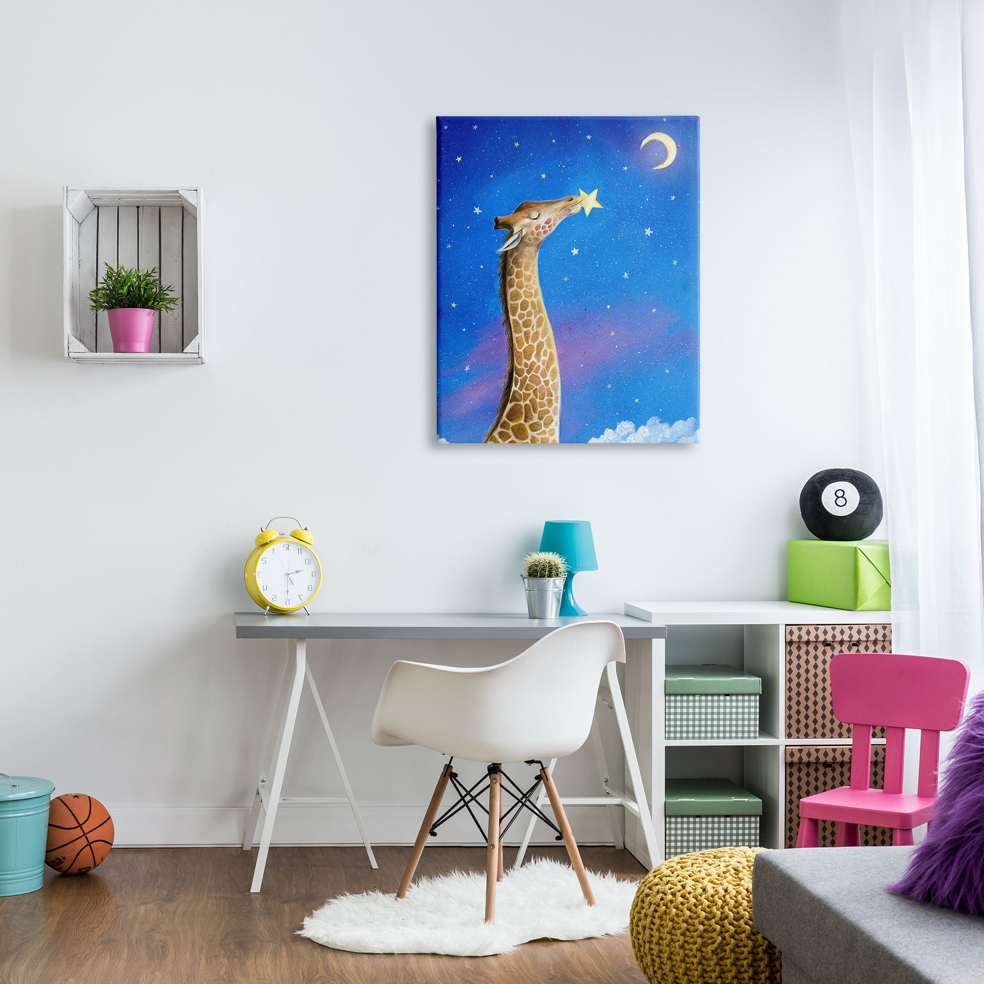 Stupell Industries Giraffe In Night Sky Animals & Insects Painting Gallery Wrapped Canvas Print Wall Art, 30 x 40