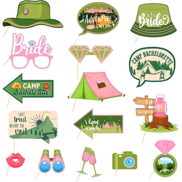 LaVenty Camp Bachelorette Party Photo Booth Props Camp Bachelorette Decor Hiking Mountain Bachelorette Party Supplies