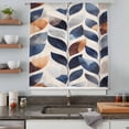 thumbnail image 5 of Navy Blue Burnt Orange Sheer Curtains 45 Inches Long, Botanical Palm Leaf Abstract Light Filering Curtains, Breathable Simi Curtain Privacy Drapes for Kitchen Bathroom Small Window Treatment, 5 of 9