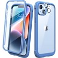 thumbnail image 1 of Funda Diaclara diseñada para iPhone 14. Carcasa robusta de cuerpo completo con protector de pantalla táctil antiarañazos integrado y protector de lente de cámara para iPhone 14 de 6.1 pulgadas (azul, 1 of 8