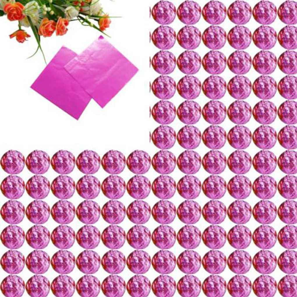100pcs Square Aluminum Foil Wrappers Colorful Package for Sweets Candy Chocolate Lollipops