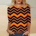 thumbnail image 2 of Plus Size T-Shirts Womens 3/4 Sleeve Polka Dots Print Crew Neck Graphic Tees Base Casual Summer Tops (3XL, Orange|Wave), 2 of 6