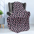 thumbnail image 4 of Flower Soft Flannel Fleece Throw Blanket, Doodle of Sakura Flora Cherry Blossoms, Cozy Plush for Indoor and Outdoor Use, 70" x 90", Night Blue Pale Pink, by Ambesonne, 4 of 5