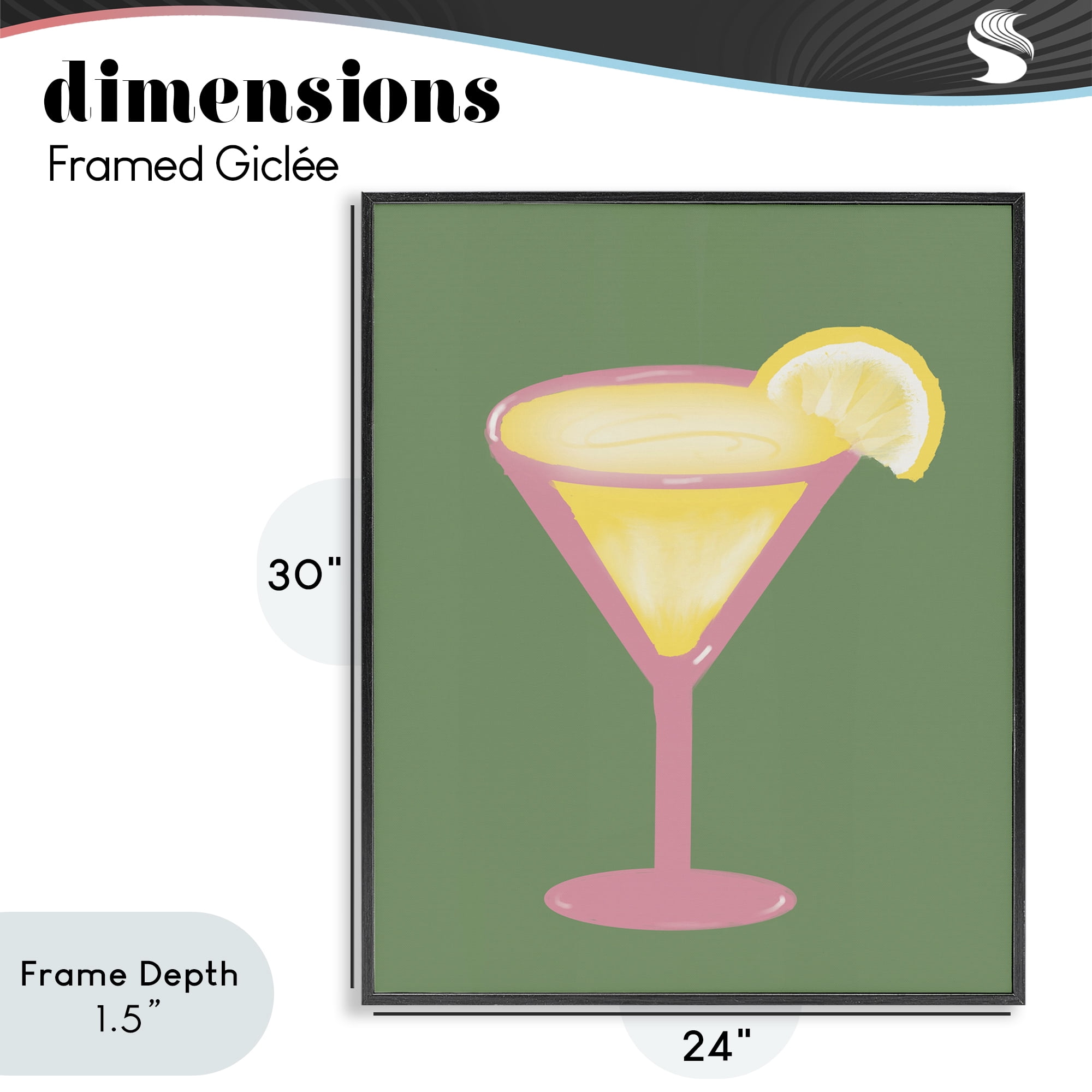 Stupell Industries Lemon Drop Glass over Green Black Framed Giclee Art, design by Robin Maria