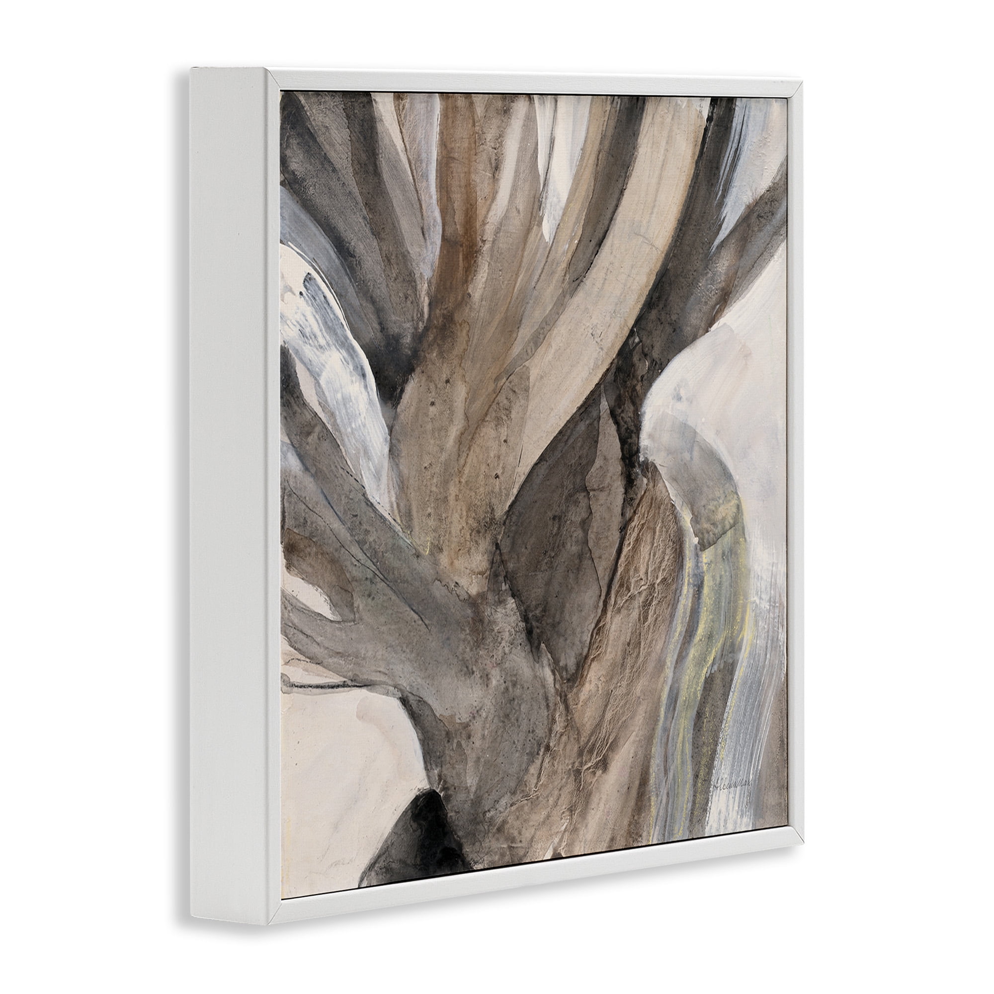 Stupell Industries Twisted Driftwood Abstraction Abstract Painting White Framed Art Print Wall Art, 24 x 24