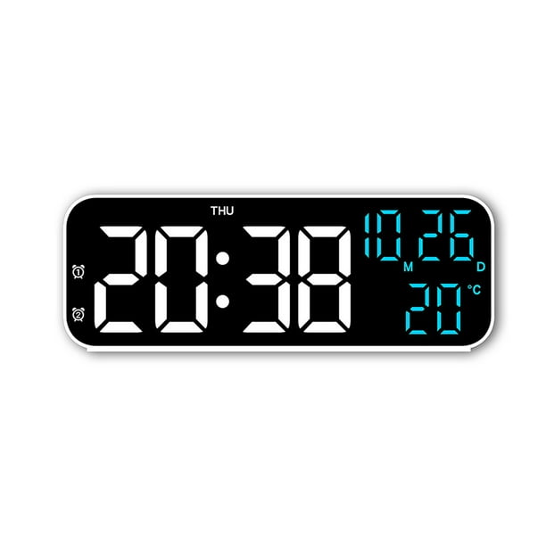 Reloj despertador LED con pantalla de temperatura y humedad. Reloj electrónico digital con función de salto de segundos, cuenta regresiva y funcionamiento silencioso. Reloj multifuncional para mesita
