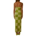 thumbnail image 4 of Gureui Female Summer Slip Dress, Casual Checkerboard Print Sleeveless Spaghetti Strap Low-Cut Backless Slim Fit One-Piece Party Beach Dresses, 4 of 5