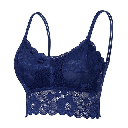 TOWED22 Wireless Bra for Women Women s Underwire Lightly Lined Plunge T-Shirt Racerback Front Closure Bra Blue