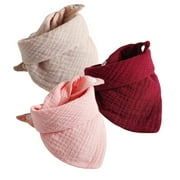 3Pcs/lot Baby Muslin Bibs Soft Cotton Solid Color Bibs Saliva Towel Boys Girls Feeding Apron Bandana Drool Stuff Bibs 10