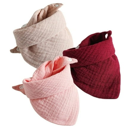 3Pcs/lot Baby Muslin Bibs Soft Cotton Solid Color Bibs Saliva Towel Boys Girls Feeding Apron Bandana Drool Stuff Bibs 10
