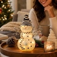 thumbnail image 6 of Ywbawe Lighted Glass Snowman Figurine Warm LED Glowing Statue with Knit Hat Scarf Battery Operated Christmas Tabletop Home Decoration, 4.13x8.26 Inch, 6 of 7