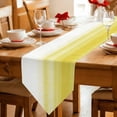 thumbnail image 2 of Yellow White Ombre Table Runner Linen Burlap Table Runner 70 Inches Long Farmhouse Funny Gradient Striped Dresser Scarves for Kitchen Island Coffee Dining Party Wedding Banquet Holiday Decor 13"x70", 2 of 8