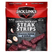 Jack Link's Extra Thick Cut Steak Strips Cracked Peppered & Garlic, Beef Jerky 2.6 oz.