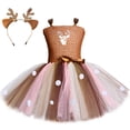 thumbnail image 4 of Falda corta de reno linda y de moda, falda abullonada de malla hecha a mano para niños, vestido de niña navideña con diadema, 4 of 5