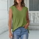 thumbnail image 2 of Camisa de manga larga,Camiseta de tirantes con cuello en V para mujer, diseño plisado en los hombros, dobladillo con abertura, tejido de poliéster, ropa informal, sopatenor, 2 of 9