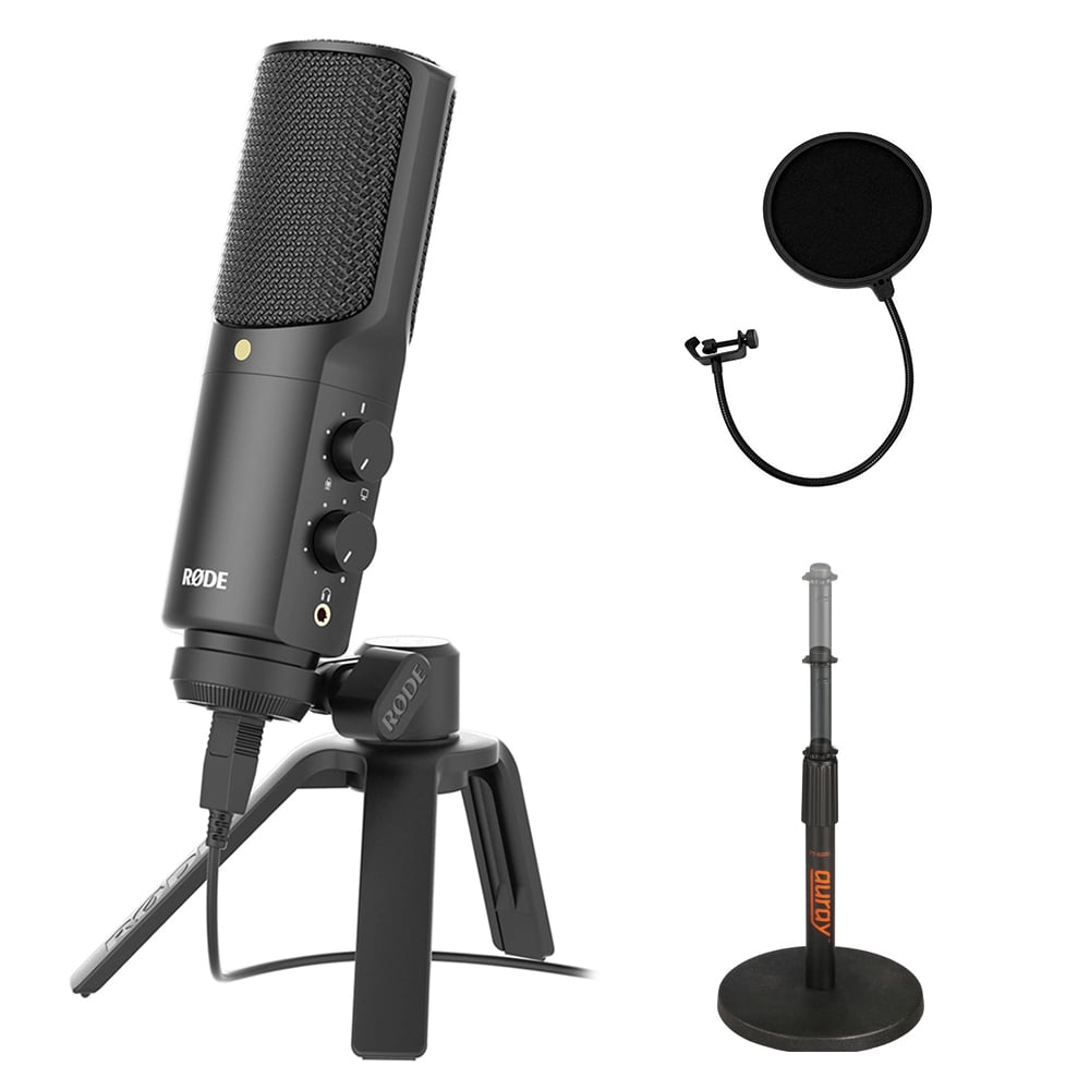 Rode NT-USB Versatile Studio-Quality USB Condenser Microphone (Black) Bundle with Telescoping Tabletop Microphone Stand and Pop - Walmart.com